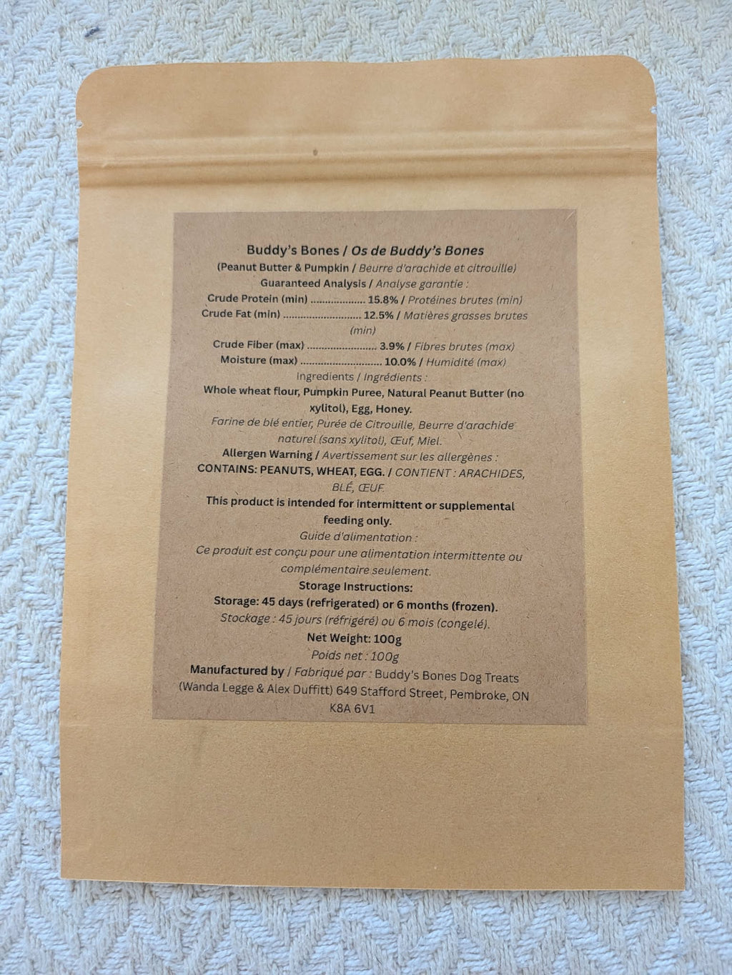 Peanut Butter & Pumpkin Dog Treats (100g)