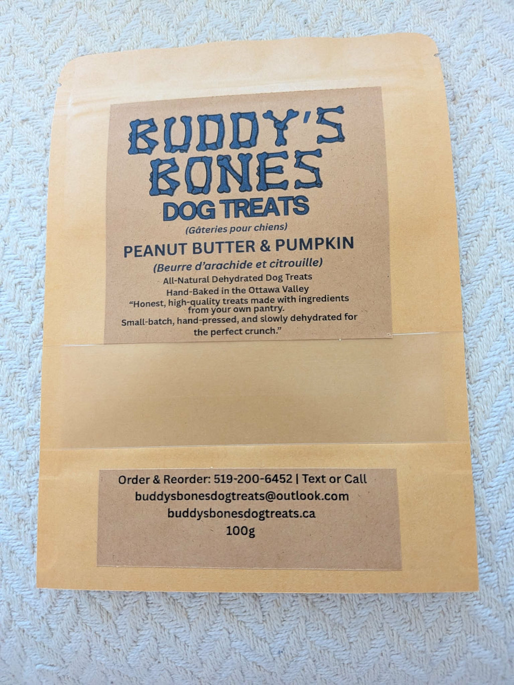 Peanut Butter & Pumpkin Dog Treats (100g)