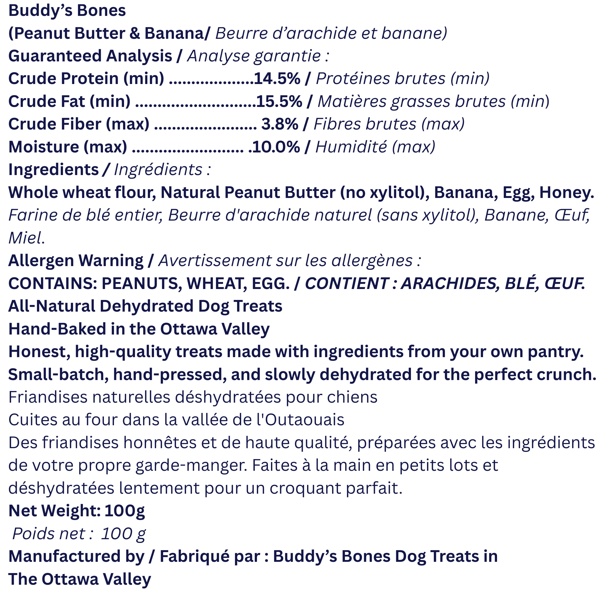 Banana & Peanut Butter Dog Treats (100g)